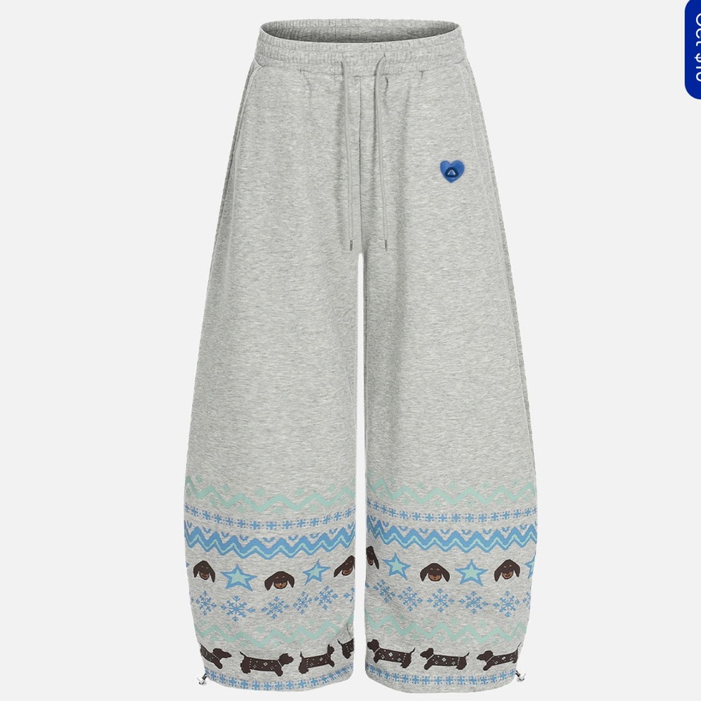 Aelfric Eden Grey dacshund baggy Barrel Sweatpant. Size S